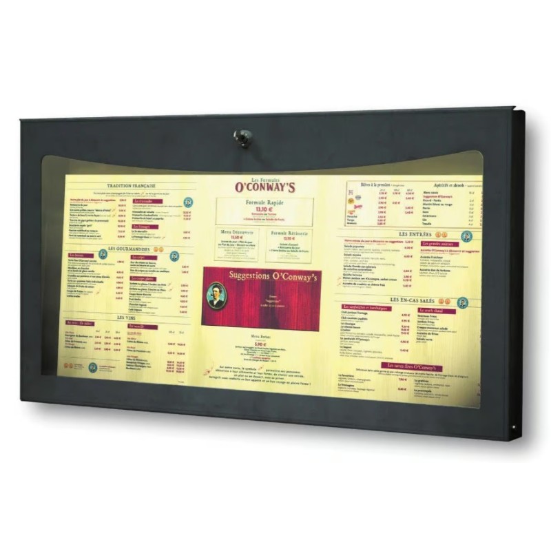 PORTE-MENU lumineux 2 pages Métallix gris fumé