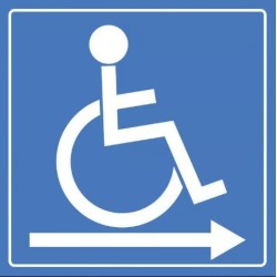 PANCARTE adhésive 100x100 mm "Accès PMR à droite"