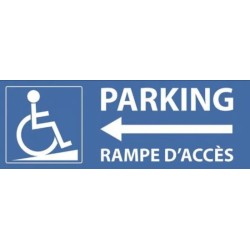 PANCARTE adhésive 210x75 mm "Parking rampe d'accès PMR à gauche"