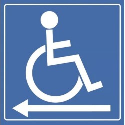 PANCARTE adhésive 100x100 mm "Accès PMR à gauche"