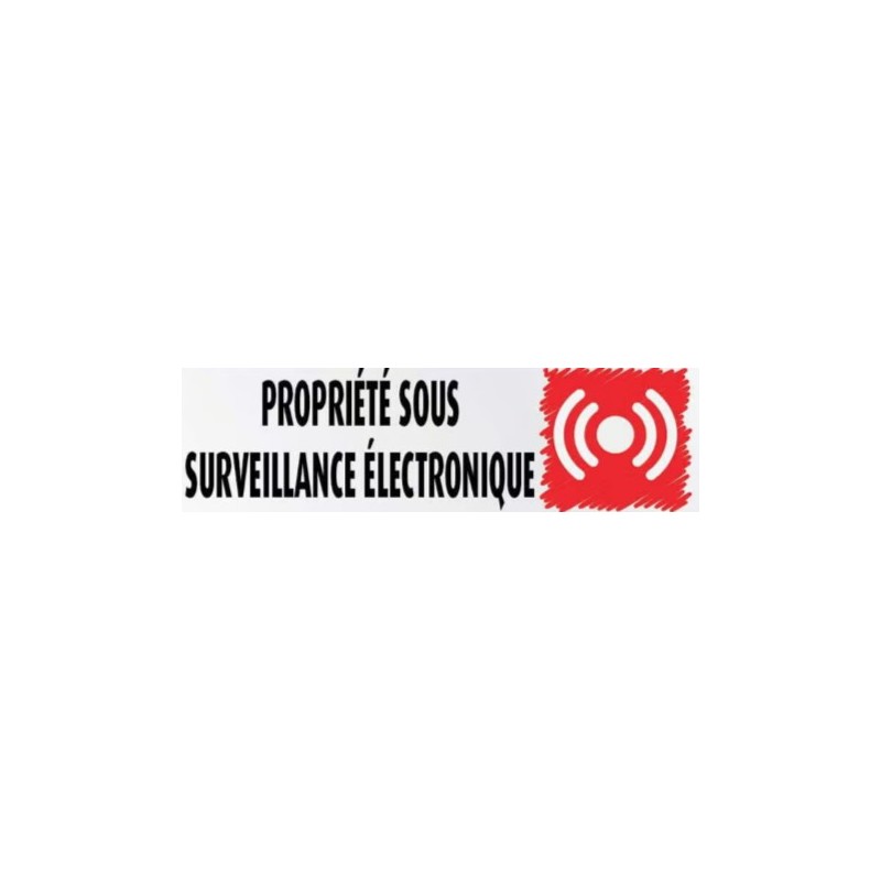 PLAQUE PVC ALU ADHÉSIVE 170x50 MM "Propriété sous surveillance électr