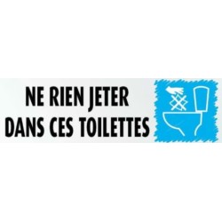PLAQUE PVC ALU ADHÉSIVE 170x50 MM "Ne rien jeter dans les toilettes"