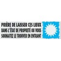 PLAQUE PVC ALU ADHÉSIVE 170x50 MM "Prière de laisser ces lieux..."