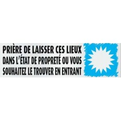 PLAQUE PVC ALU ADHÉSIVE 170x50 MM "Prière de laisser ces lieux..."