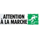 PLAQUE PVC ALU ADHÉSIVE 170x50 MM "Attention à la marche"