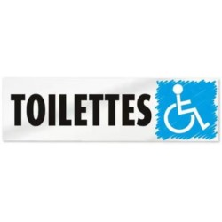 PLAQUE PVC ALU ADHÉSIVE 170x50 MM "Toilettes Handicapé"