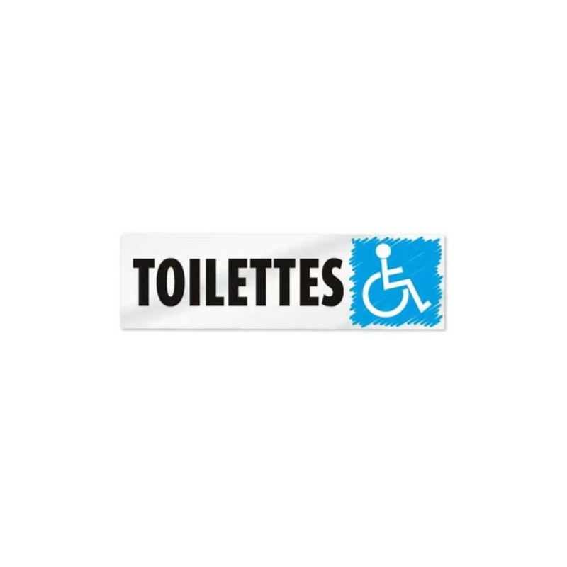 PLAQUE PVC ALU ADHÉSIVE 170x50 MM "Toilettes Handicapé"