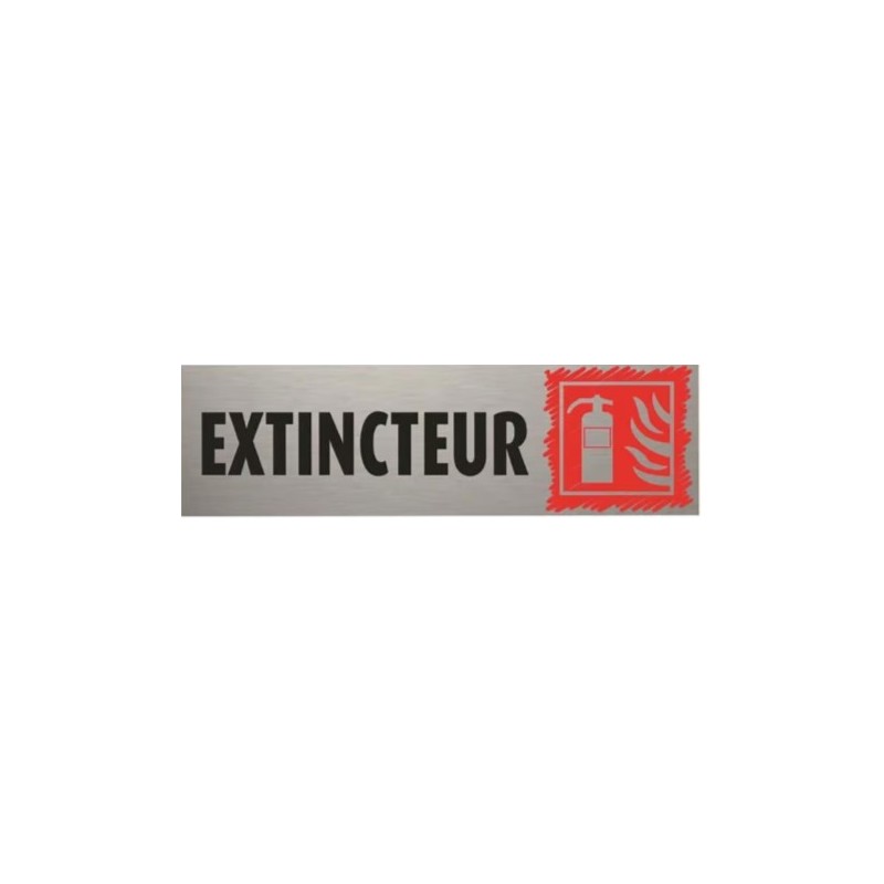 PLAQUE PVC ALU ADHÉSIVE 170x50 MM "Extincteur"