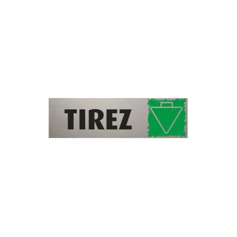 PLAQUE PVC ALU ADHÉSIVE 170x50 MM "Tirez Flèche verticale"