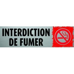PLAQUE PVC ALU ADHÉSIVE 170x50 MM "Interdiction de fumer"