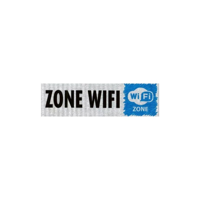PLAQUE PVC ALU ADHÉSIVE 170x50 MM "Zone Wifi"