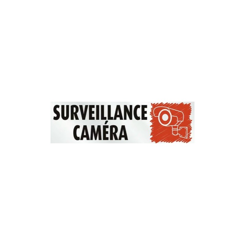 PLAQUE PVC ALU ADHÉSIVE 170x50 MM "Surveillance Caméra"