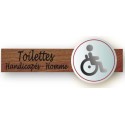 PLAQUE DUOSIGN S/SUPPORT BOIS 220x85 MM "Toilettes handicapés homme"