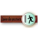 PLAQUE DUOSIGN S/SUPPORT BOIS 220x85 MM "Issue de secours"