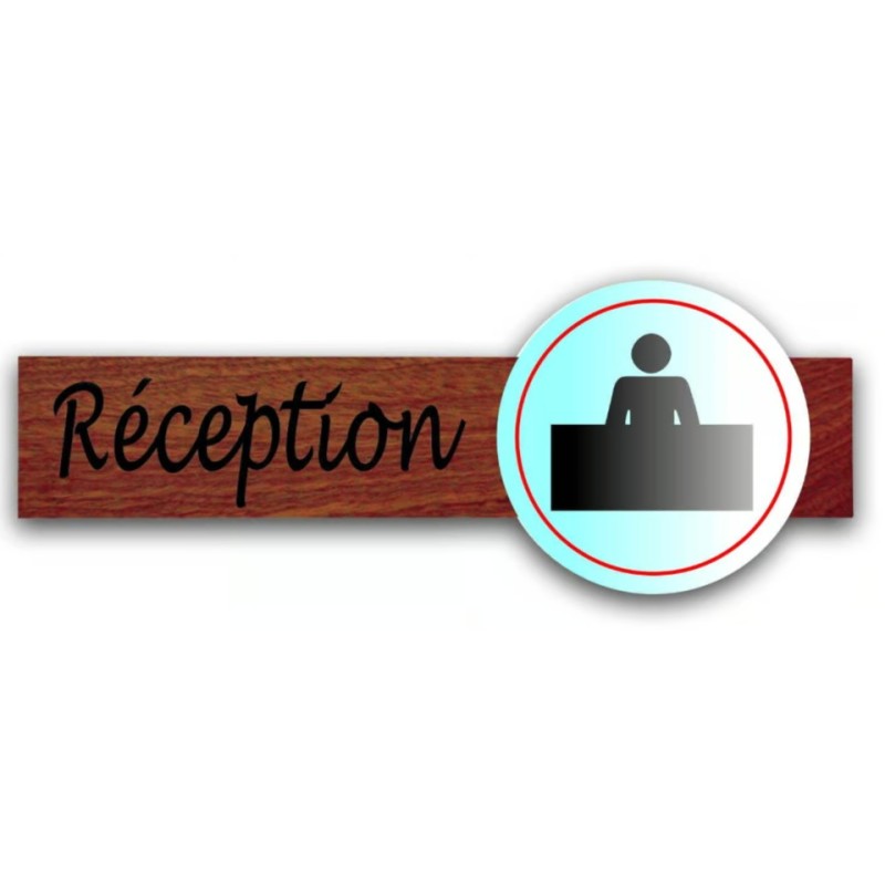 PLAQUE DUOSIGN S/SUPPORT BOIS 220x85 MM "Réception"