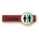 PLAQUE DUOSIGN S/SUPPORT BOIS 220x85 MM "Toilettes"