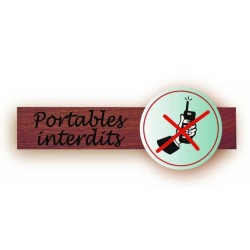 PLAQUE DUOSIGN S/SUPPORT BOIS 220x85 MM "Téléphone"