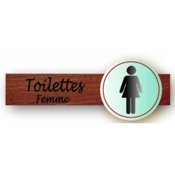 PLAQUE DUOSIGN S/SUPPORT BOIS 220x85 MM "Toilettes femme"