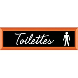 PLAQUE TERRA FAUX CADRE BOIS 170x50 MM "Toilettes homme"