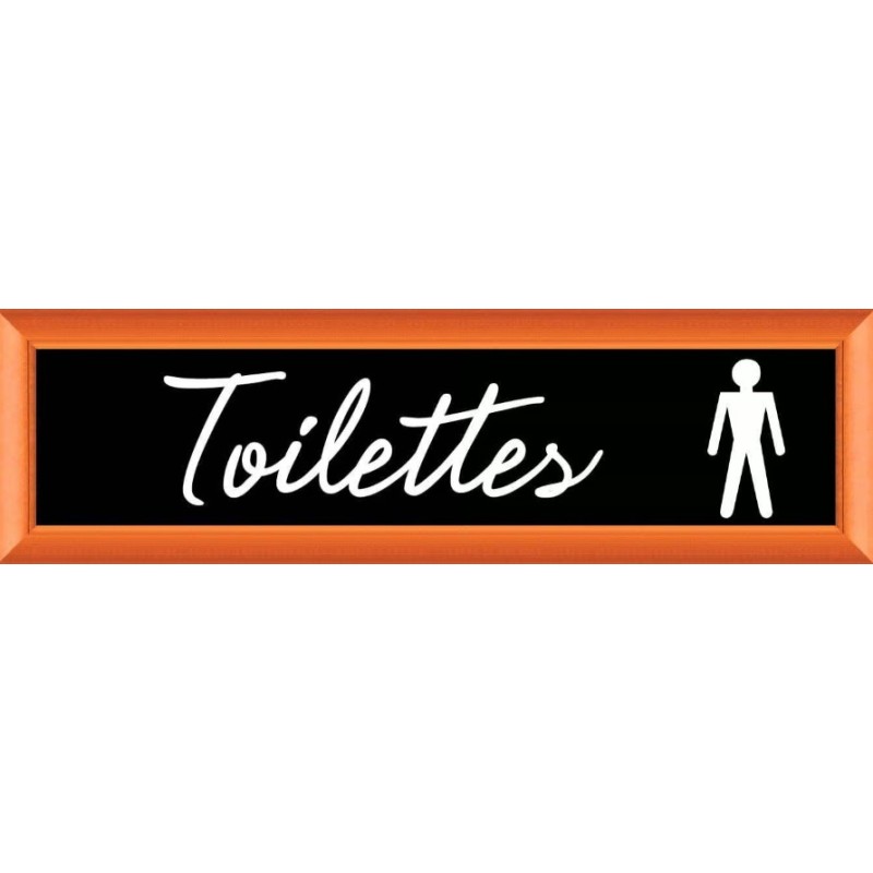 PLAQUE TERRA FAUX CADRE BOIS 170x50 MM "Toilettes homme"