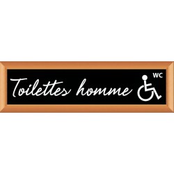 PLAQUE TERRA FAUX CADRE BOIS 170x50 MM "Toilettes handicapé homme"