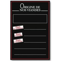 PANNEAU PVC 450x650 mm Origine Viandes cadre Ecritou rouge