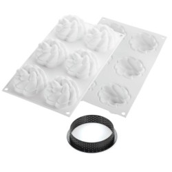 KIT PLAQUE SILICONE - 6 tartelettes fleur Ø 80xht20 mm - 90ml