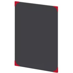 PANNEAU Zen noir 400x600 mm neutre + coins métal rouge + accroches