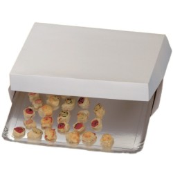 BOITE AVEC COUVERCLE CARTON BLANC POUR PLATEAU 420x320 mm (x25)