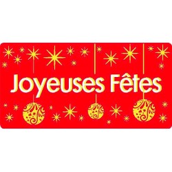 ETIQUETTE ADHESIVE GAUFRAGE "joyeuses fêtes" (x500)