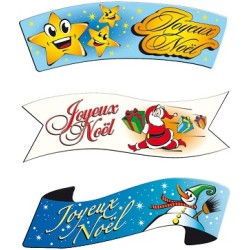 BANDEROLE AZYME "joyeux noël" 94x32 mm - 3 assortis (x24)