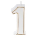 BOUGIE CHIFFRE BLANCHE ET LISERÉ OR - N°1 (x12)