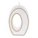 BOUGIE CHIFFRE BLANCHE ET LISERÉ OR - N°0 (x12)