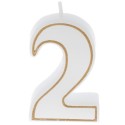BOUGIE CHIFFRE BLANCHE ET LISERÉ OR - N°2 (x12)