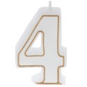 BOUGIE CHIFFRE BLANCHE ET LISERÉ OR - N°4 (x12)