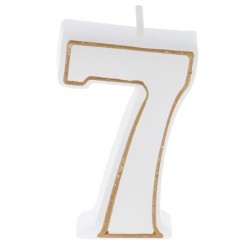 BOUGIE CHIFFRE BLANCHE ET LISERÉ OR - N°7 (x12)