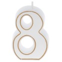 BOUGIE CHIFFRE BLANCHE ET LISERÉ OR - N°8 (x12)