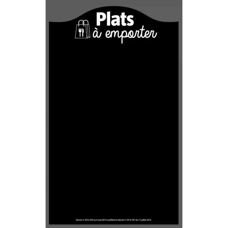 PANNEAU 500x700 mm Plat à emporter, 2 perforations pour suspension