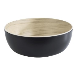SALADIER ROND BOMBE MELAMINE IMITATION BOIS
