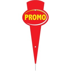 MAXI FLECHE "promo" FOND ROUGE ECRITURE JAUNE 10x24 cm (lot de 10)