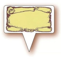 ETIQUETTE NEUTRE PARCHEMIN 56X46 mm - avec pique (lot de 100)