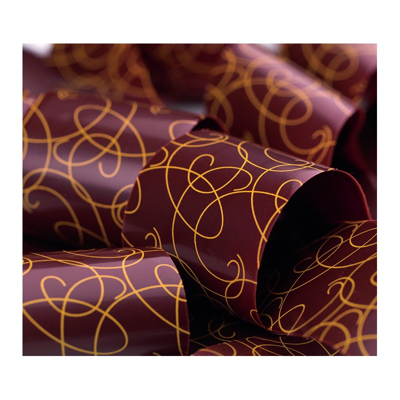 TRANSFERT CHOCOLAT ARABESQUES JAUNE DORE