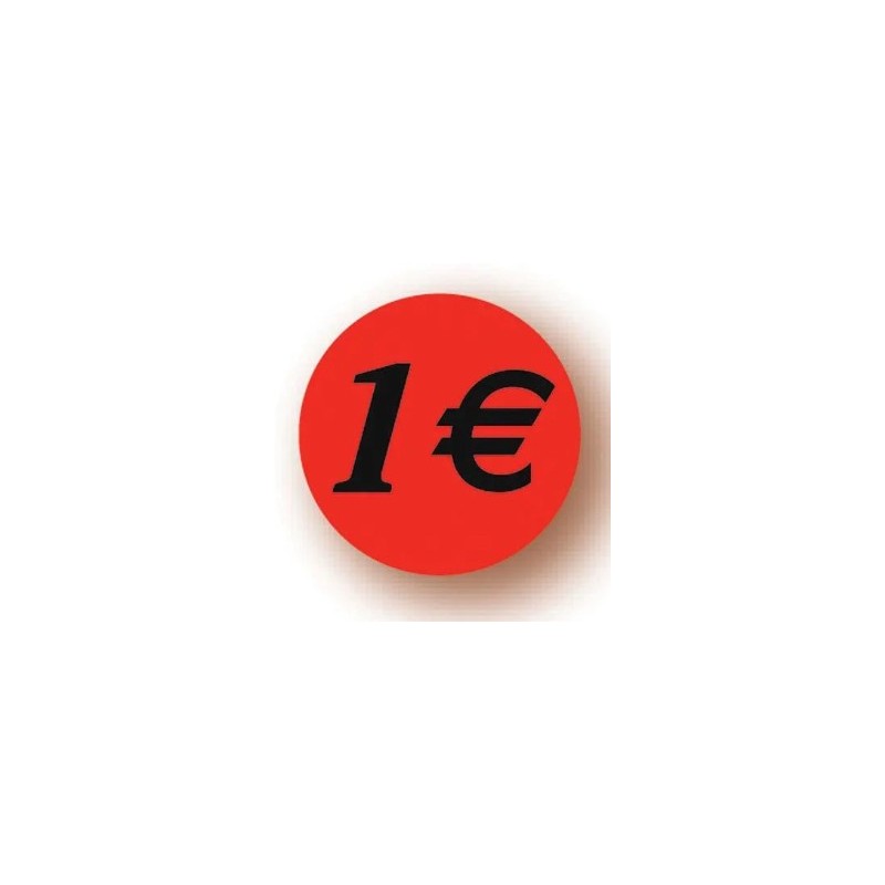 ETIQUETTE PAPIER ADHESIVE diam 36 mm - "1€" (lot de 500)