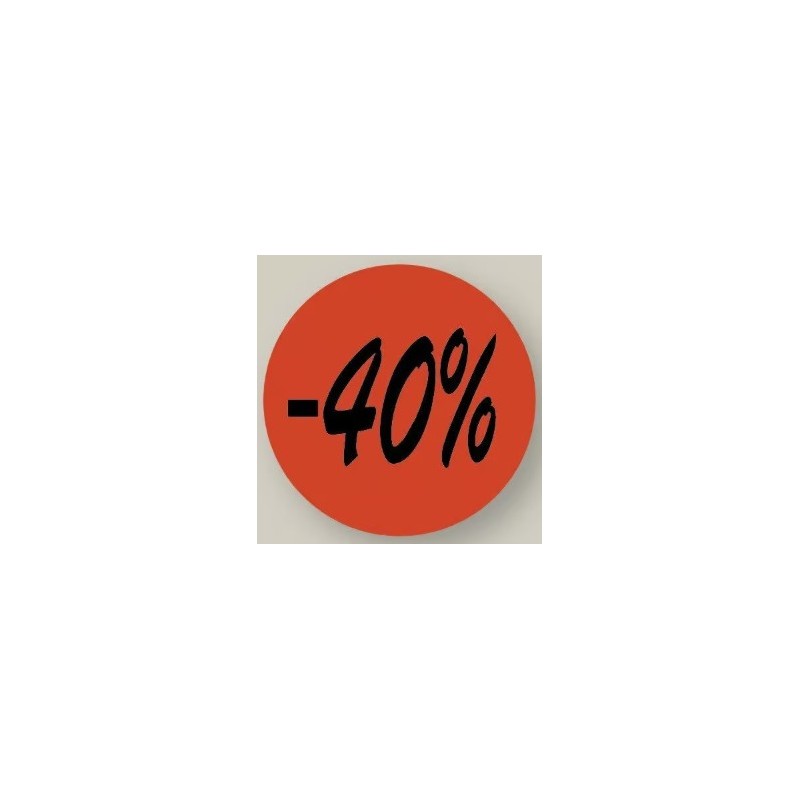 ETIQUETTE PAPIER ADHESIVE diam 36 mm - "- 40%" (lot de 500)