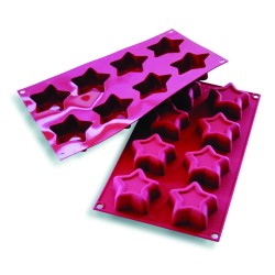 PLAQUE SILICONE 300X175 - 8 étoiles Ø 70xht25 mm - 52.5ml