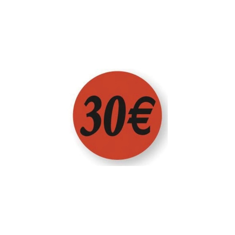 ETIQUETTE PAPIER ADHESIVE diam 36 mm - "30€" (lot de 500)