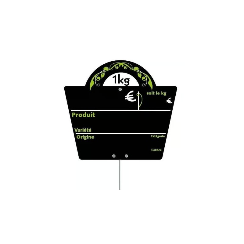 ETIQUETTE PANIER SAVEURS NOIR VOCC 160x140 mm - disque Ht blanc, piqu