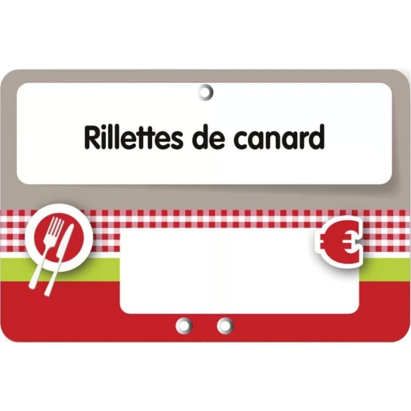 ETIQUETTE OLGA À TEXTE 120x80 mm - sans roulettes, pique inox