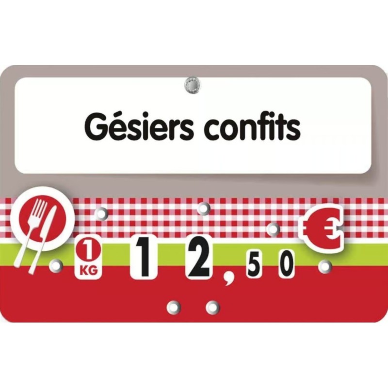 ETIQUETTE OLGA À TEXTE 105x70 mm - à roulettes, pique inox