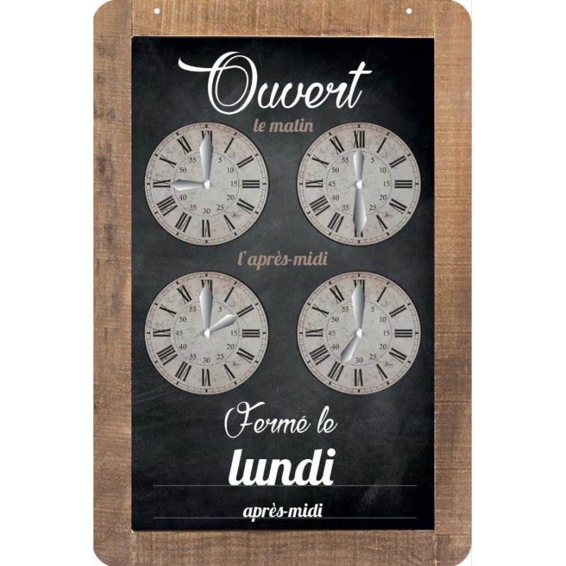 PANNEAU HORAIRES RUSTIK 160x240 mm - 1 fil + planche jours adhésifs